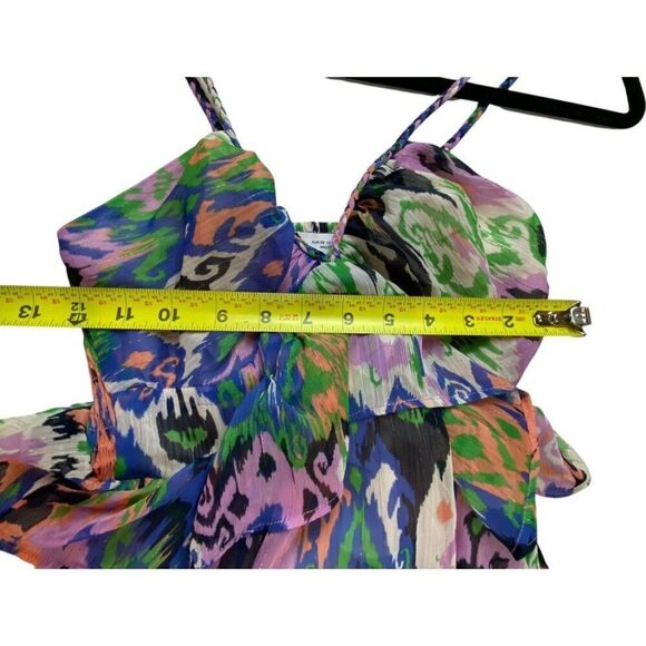 Zara Womens Mini Dress Ikat Printed XS Multicolor Ruffle 3464/270 NWT - Picture 7 of 9